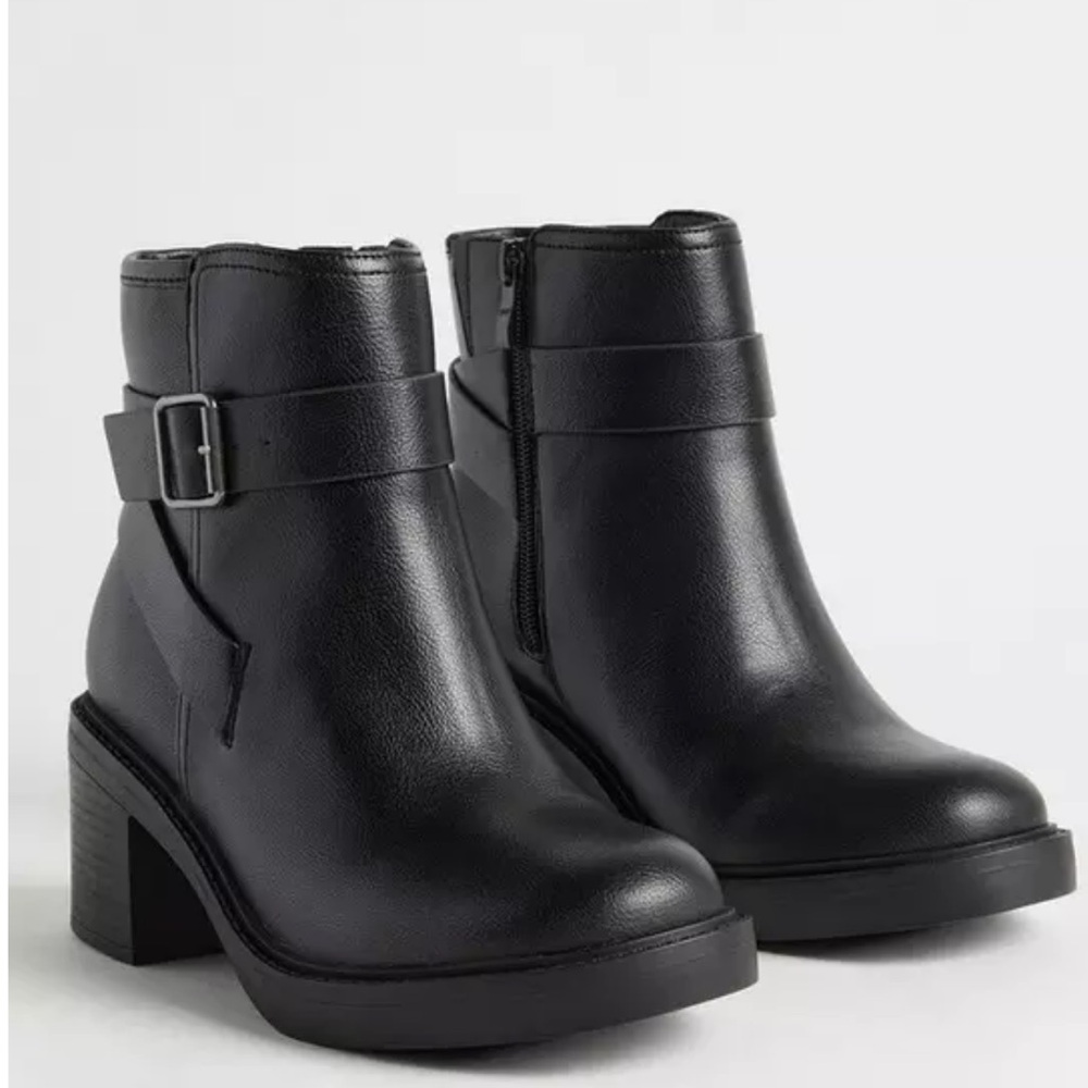 Ankle Buckle Strap Heeled Booties (WW)